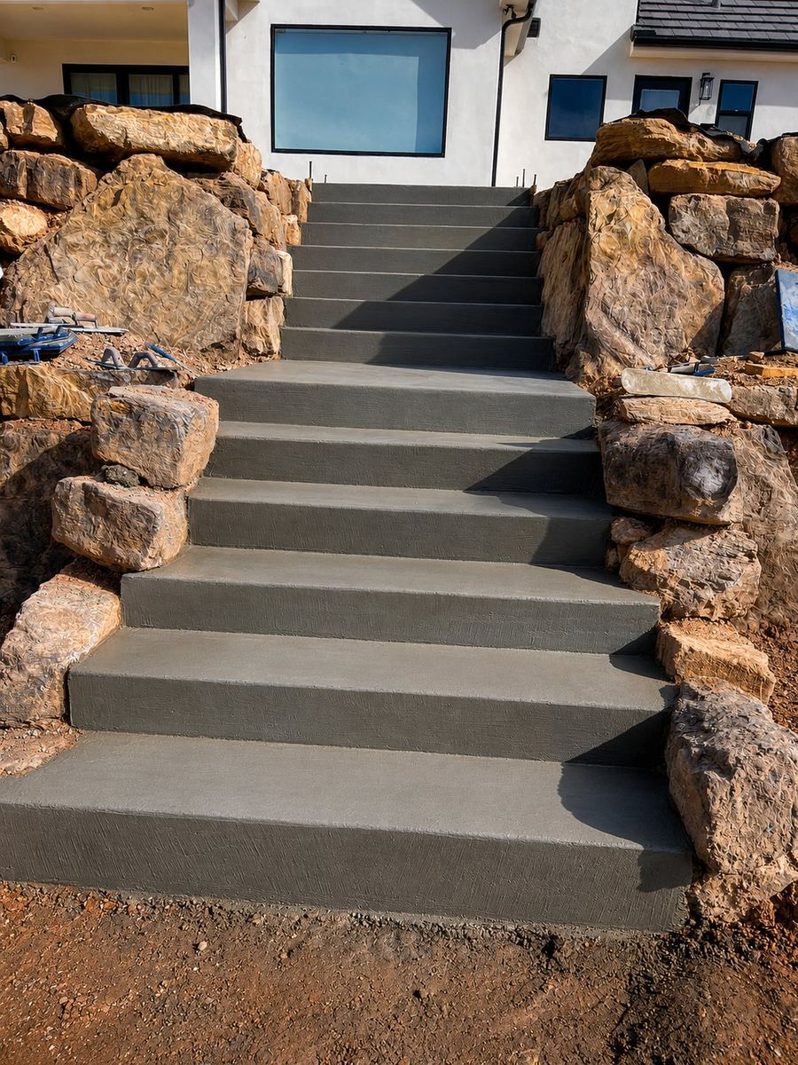 Concrete patio poured in St. George, Utah by Sanchez Concrete