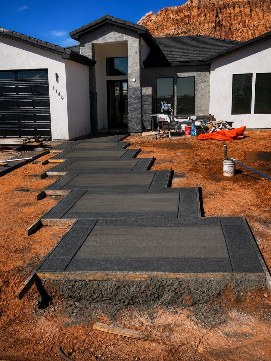 Concrete driveway poured in St. George, Utah by Sanchez Concrete